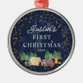 Woodland Animals Baby's First Christmas Ornament Aus Metall (Vorne)
