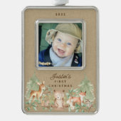 Woodland Animals Baby's First Rahmen-Ornament Silber (Vorderseite)