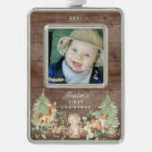 Woodland Animals Baby's First Rahmen-Ornament Silber (Vorderseite)