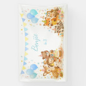 Woodland Animals Backdrop Bunny Bear Fox Pastel Banner (Vertikal)