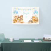 Woodland Animals Backdrop Bunny Bear Fox Pastel Banner (Messe)