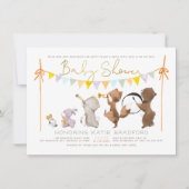Woodland Animals Band Parade Neutral Baby Shower Einladung (Vorderseite)