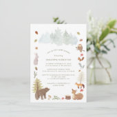 Woodland Animals Bear Baby Dusche Einladung (Stehend Vorderseite)