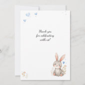 Woodland Animals Birthday Bear Fox Bunny Boy Blue  Einladung (Rückseite)