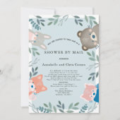 Woodland Animals Blue Boy Baby Dusche von Mail Einladung (Vorderseite)