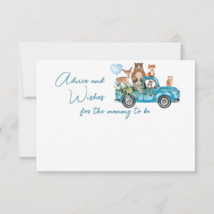 Woodland Animals Blue Truck Baby Dusche Hinweiskarte