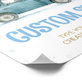 Woodland Animals Blue Winter Birthday Custom Sign Poster (Ecke)