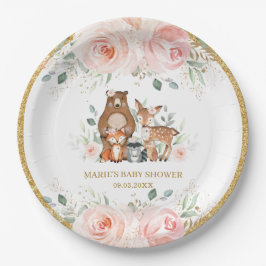 Woodland Animals Blush Bloral Baby Dusche Geburtst Pappteller
