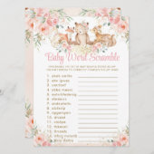 Woodland Animals Blush Bloral Baby Word Scramble Einladung (Vorne/Hinten)