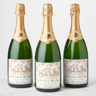 Woodland Animals Blush Blumenbaby Dusche Pop It Schaumweinetikett