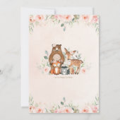 Woodland Animals Blush Floral Girl Baby Dusche Einladung (Rückseite)