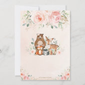 Woodland Animals Blush Floral Girl Baby Dusche Einladung (Rückseite)