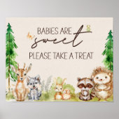Woodland Animals Boho Baby Dusche Gefallen Zeichen Poster (Vorne)