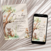 Woodland Animals Boho Boy Baby Dusche Einladung