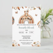 Woodland Animals Boho Es ist eine Baby-Dusche Einladung (Stehend Vorderseite)