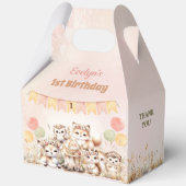 Woodland Animals Boho Girl 1. Geburtstag Große Geschenkschachtel (Vorderseite)