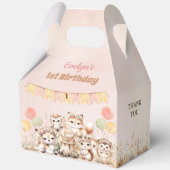 Woodland Animals Boho Girl 1. Geburtstag Große Geschenkschachtel (Rückseite)