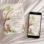 Woodland Animals Boho Girl Baby Dusche Einladung
