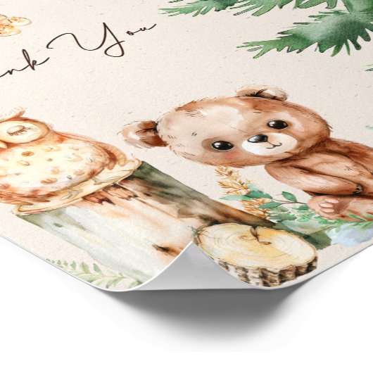 Woodland Animals Boho Kinderdusche bevorzugt Schil Poster (Ecke)