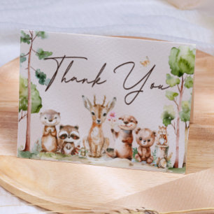 Woodland Animals Boho Kinderdusche Danke Karte