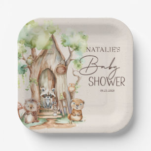 Woodland Animals Boho Kinderdusche Pappteller