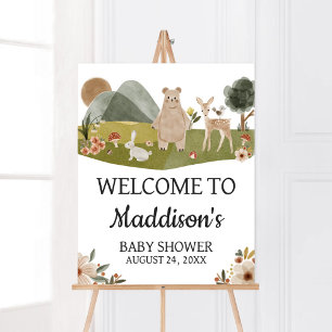 Woodland Animals Boho Kinderdusche Willkommen Poster