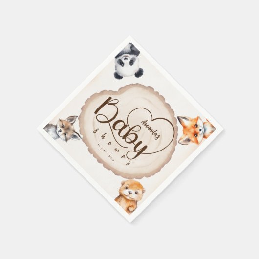 Woodland Animals Boho Niedlich Baby Dusche Serviette (Ecke)