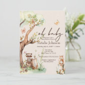 Woodland Animals Boho Oh Baby Dusche Einladung (Stehend Vorderseite)