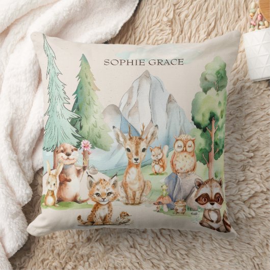 Woodland Animals Boho Rustic Baby Kissen (Decke)
