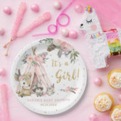 Woodland Animals Boho Tribal Girl Baby Dusche Pappteller (Party)