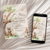 Woodland Animals Boho Twins Baby Dusche Einladung