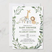 Woodland Animals Botanical Baby Shower Einladung (Vorderseite)