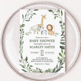 Woodland Animals Botanical Baby Shower Einladung