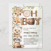 Woodland Animals Boy Baby Dusche Einladung (Vorderseite)
