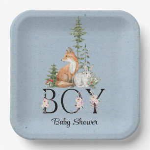 Woodland Animals Boy Baby Dusche Pappteller