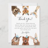 Woodland Animals Boy Birthday Party Dankeskarte (Vorderseite)
