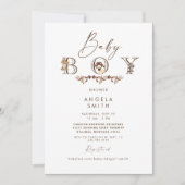 Woodland Animals Brown Niedlich Baby Dusche Einladung (Vorderseite)