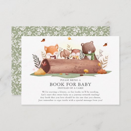 Woodland Animals Buch für Baby Begleitkarte (Vorne/Hinten)