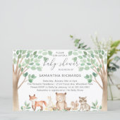Woodland Animals Budget Kinderdusche Einladung (Stehend Vorderseite)