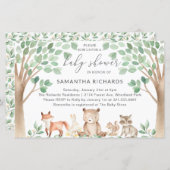 Woodland Animals Budget Kinderdusche Einladung (Vorne/Hinten)