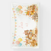 Woodland Animals Bunny Bear Fox Birthday Backdrop  Banner (Vertikal)