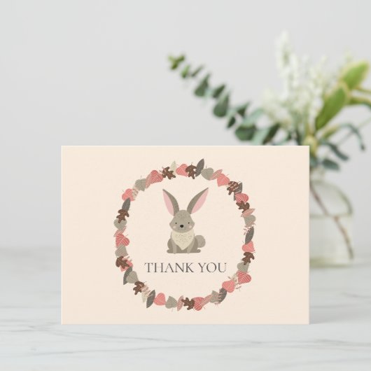 Woodland Animals Bunny Danke (Stehend Vorderseite)