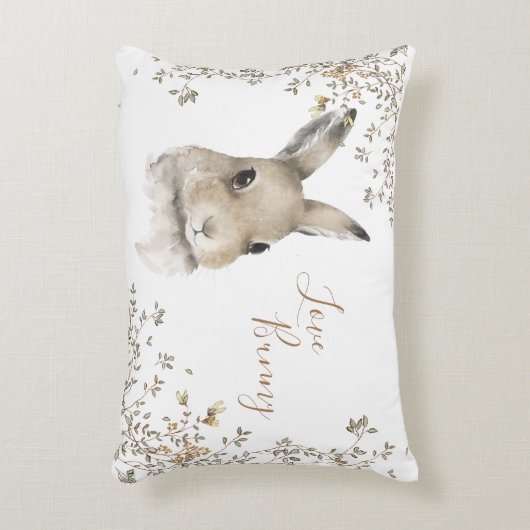 Woodland Animals Bunny Rabbit Blumenschrift Dekokissen (Vorderseite(Vertikal))