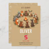 Woodland Animals Campfire Birthday Party Einladung (Vorne/Hinten)