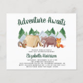 Woodland Animals Camping Kinderdusche Einladung (Vorderseite)