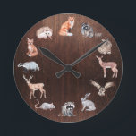 Woodland Animals Children's Room Deer Fox Rabbit Runde Wanduhr<br><div class="desc">This design was created though digital art. It may be personalized in the area provide or customizing by choosing the click to customize further option and changing the name, initials or words. You may also change the text color and style or delete the text for an image only design. Contact...</div>