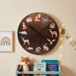 Woodland Animals Children's Room Deer Fox Rabbit Runde Wanduhr<br><div class="desc">This design was created though digital art. It may be personalized in the area provide or customizing by choosing the click to customize further option and changing the name, initials or words. You may also change the text color and style or delete the text for an image only design. Contact...</div>