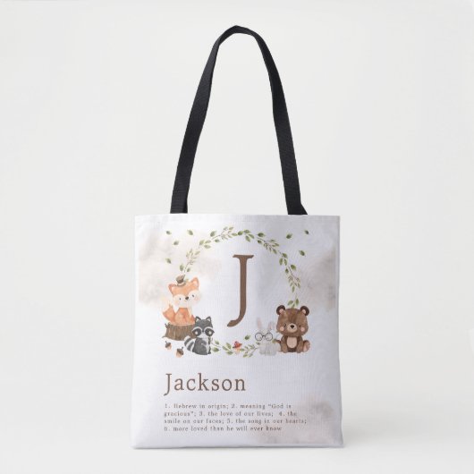 Woodland Animals Custom Monogram Poster Tasche (Vorderseite)