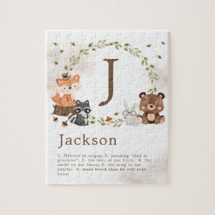 Woodland Animals Custom Monogram Puzzle