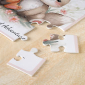 Woodland Animals Cute Bear Fox Bunny Pink Hearts Puzzle (Seite)